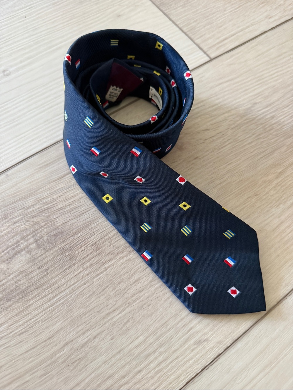 Men's Baekgaard LTD Navy Patterned Silk Tie - THANK GOD IT’S FRIDAY